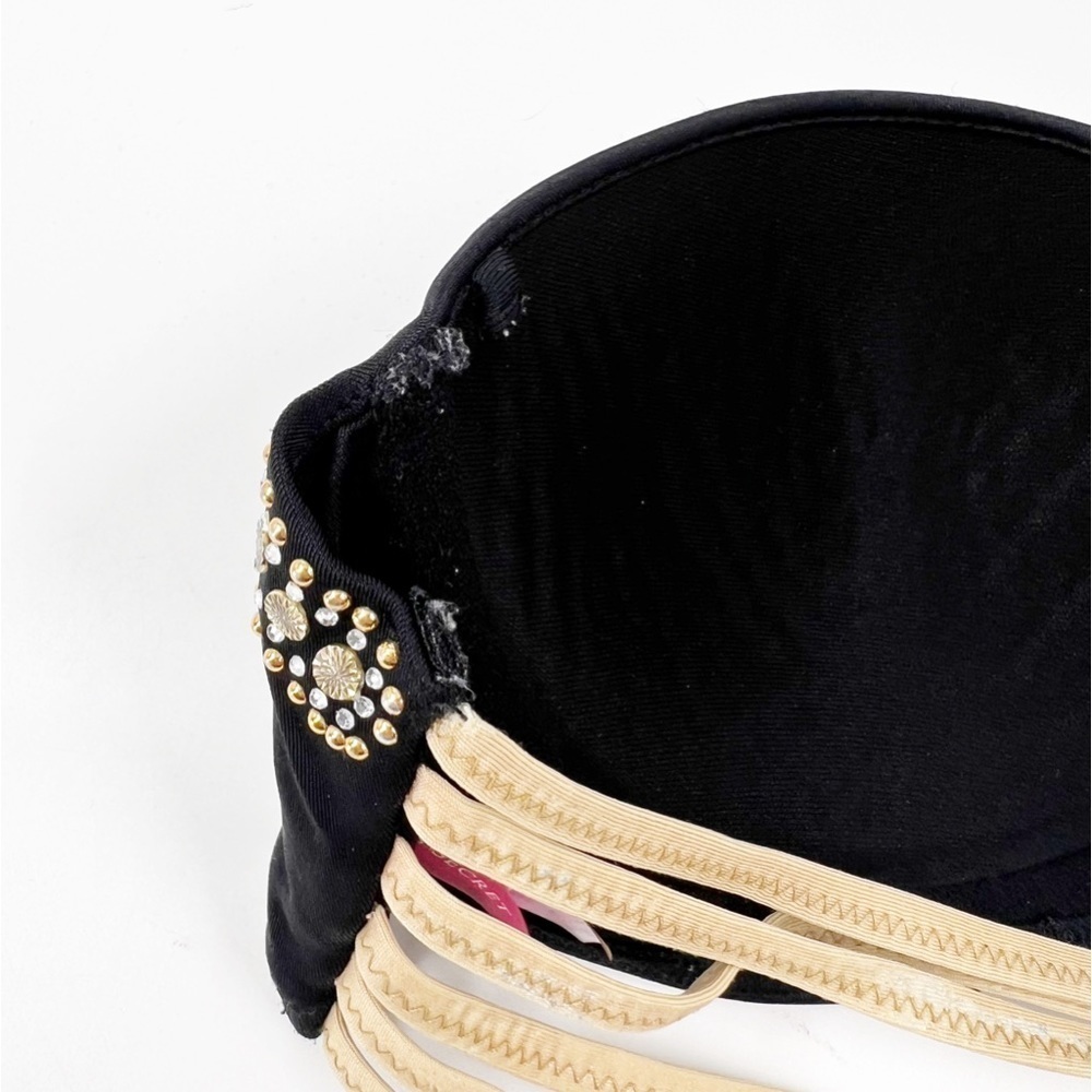 ✅ VINTAGE Victoria's Secret Bikini Top 34C Flirt Bandeau Strapless Black‎ - Picture 2 of 8